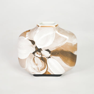 Gyor Hand-Painted Neutral Ceramic Floral Vase