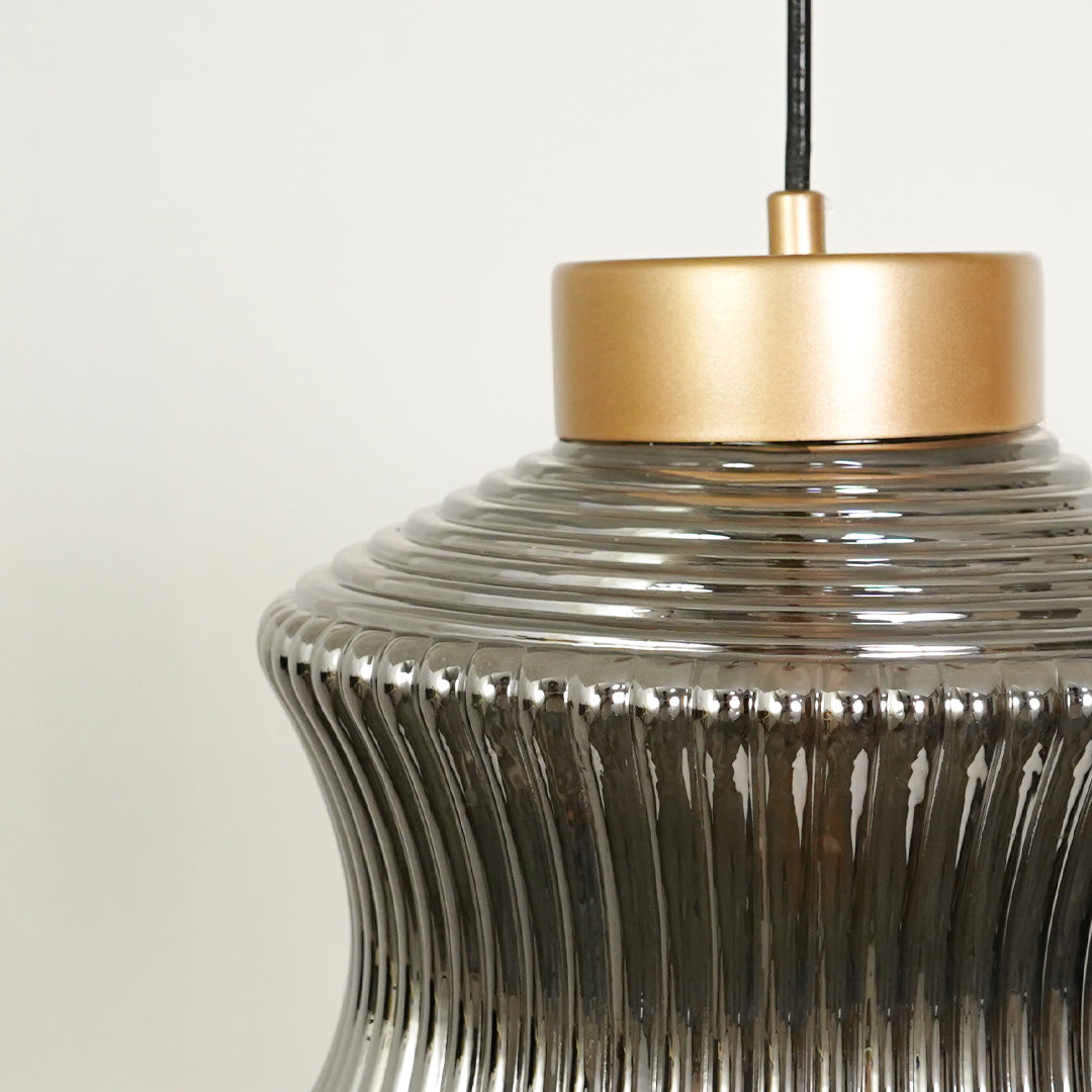 Halo Cylindrical Glass & Gold Metal Pendant Light