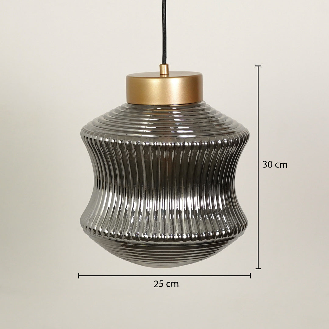 Halo Cylindrical Glass & Gold Metal Pendant Light