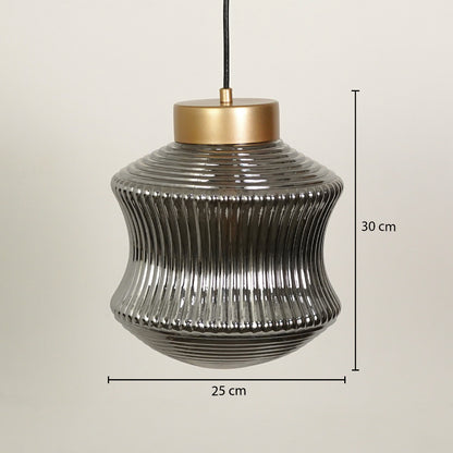 Halo Cylindrical Glass & Gold Metal Pendant Light