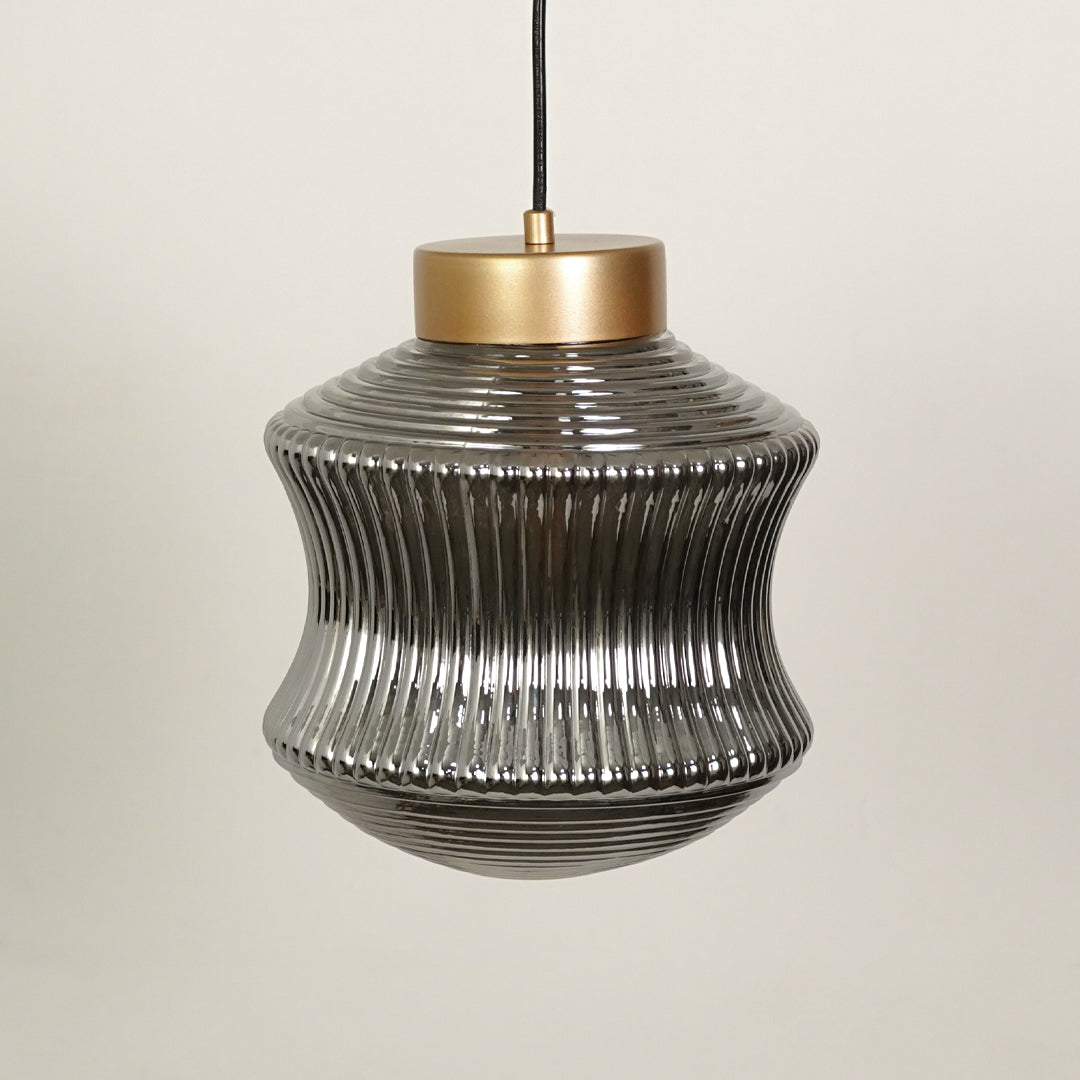 Halo Cylindrical Glass & Gold Metal Pendant Light