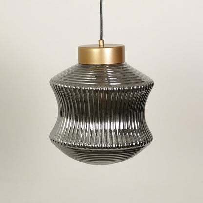 Halo Cylindrical Glass & Gold Metal Pendant Light