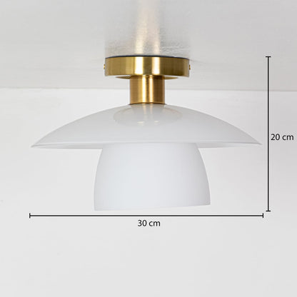 Gold metal ceiling light shown with precise measurements including 30 cm width and 20 cm height for accurate ceiling placement and installation planning.