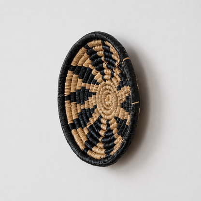 Heritage Style Handwoven Sabai Grass Hanging Wall Basket Black - Medium