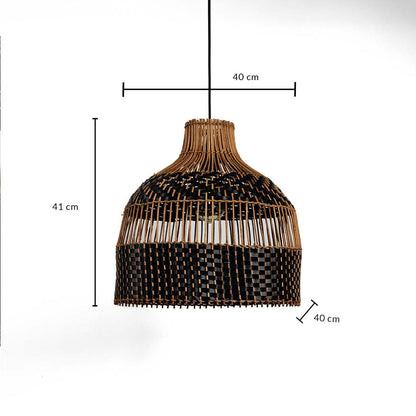 Rattan pendant light dimension image showing 41 cm height and 40 cm width with woven bamboo texture.