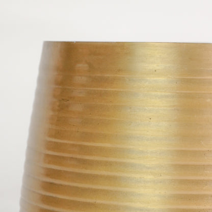Dimension image of large gold hymn metal vase for elegant living room decor styling and modern home interior room decoration.