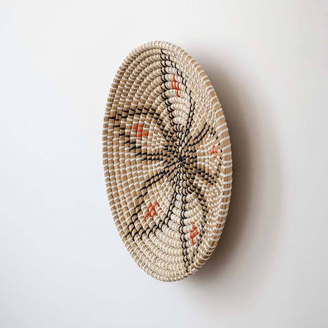 Bian Handwoven Sabai Grass Hanging Wall Basket - Black & White