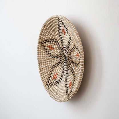 Bian Handwoven Sabai Grass Hanging Wall Basket - Black & White