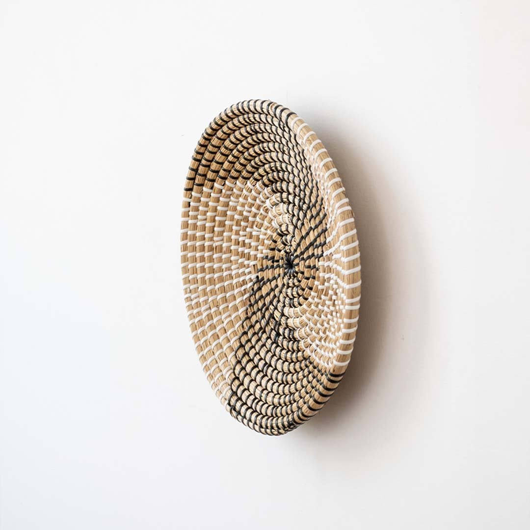 Waldo Handwoven Sabai Grass Hanging Wall Basket Black & White - Medium