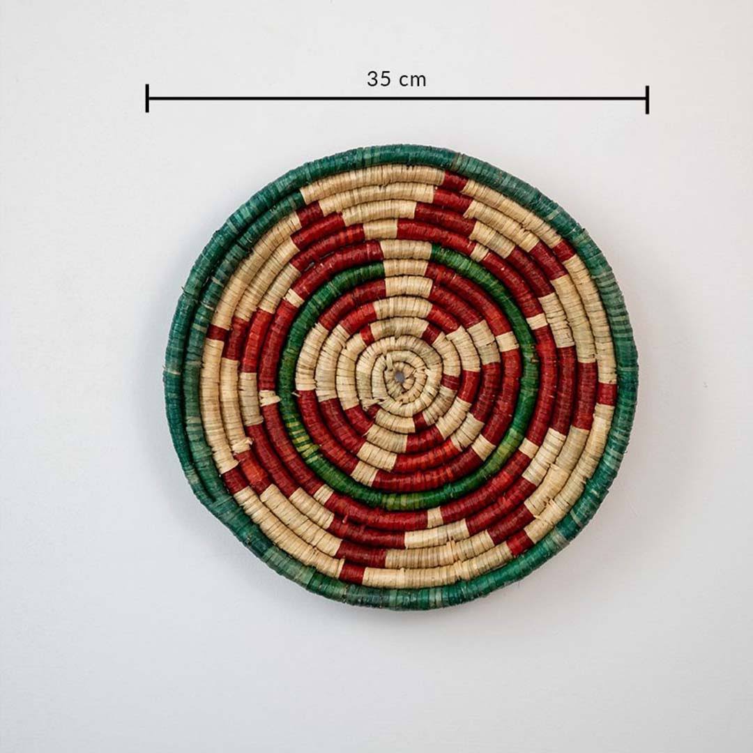 The Nyla Handwoven Sabai Grass Hanging Wall Basket - Red & Green