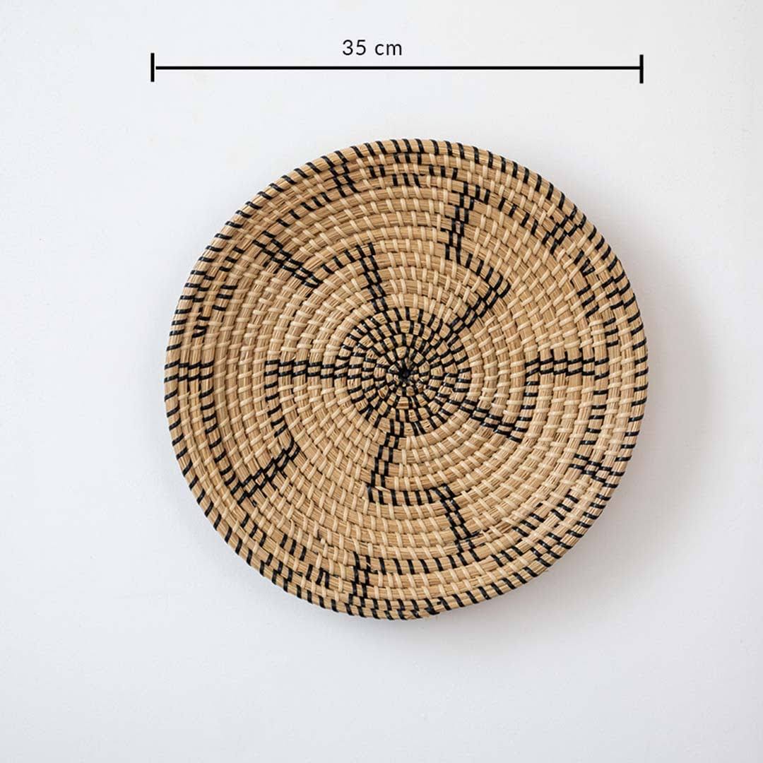 Kadynce Handwoven Sabai Grass Hanging Wall Basket - Black