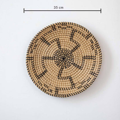 Kadynce Handwoven Sabai Grass Hanging Wall Basket - Black