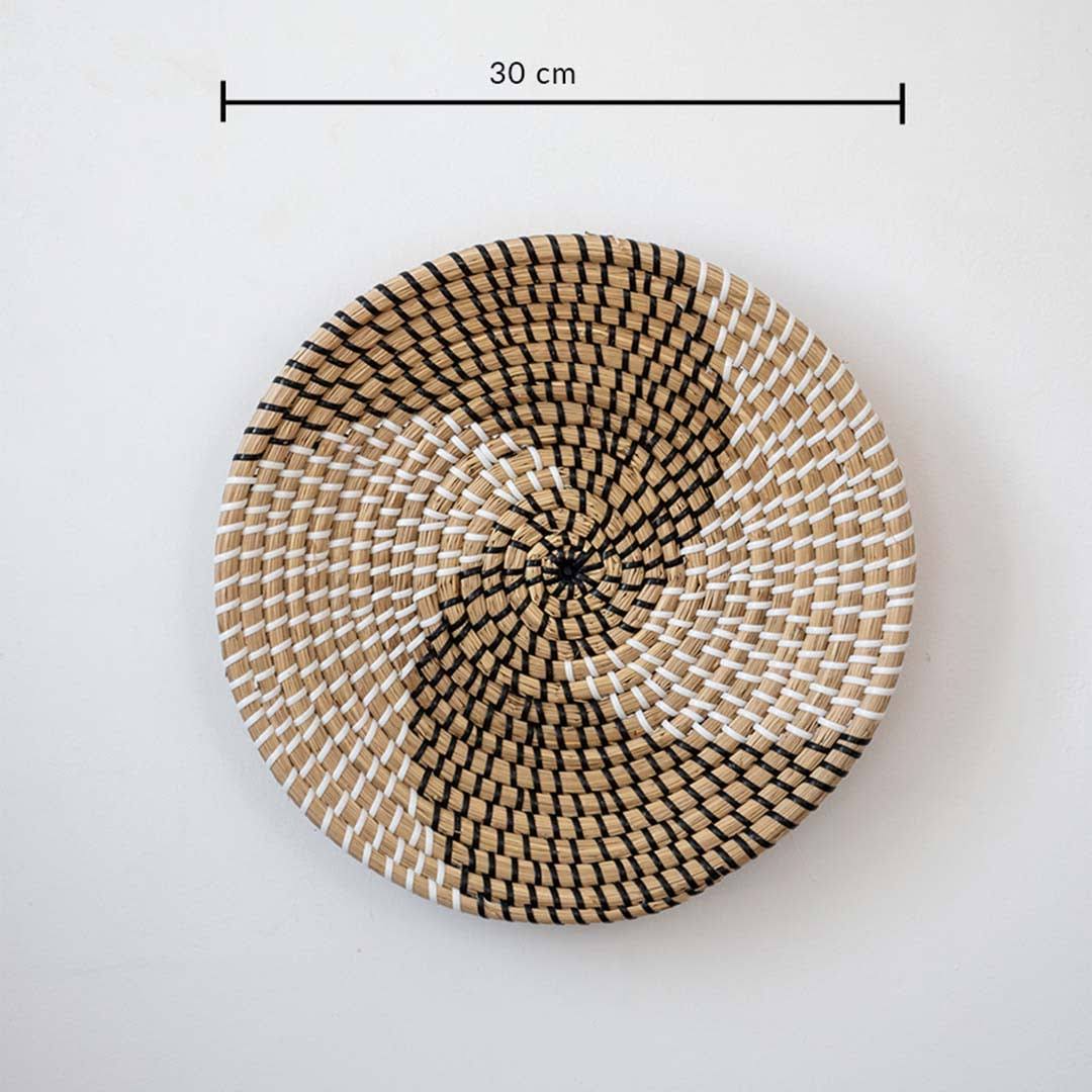 Waldo Handwoven Sabai Grass Hanging Wall Basket Black & White - Medium