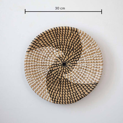 Waldo Handwoven Sabai Grass Hanging Wall Basket Black & White - Medium