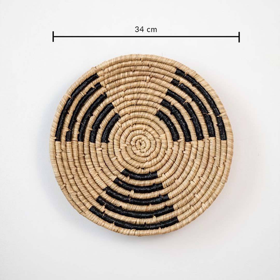Hamito Style Handwoven Sabai Grass Hanging Wall Basket - Black & Brown