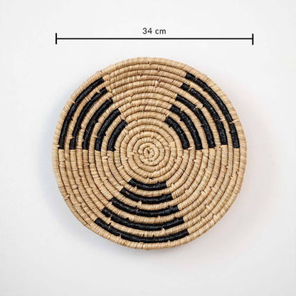 Hamito Style Handwoven Sabai Grass Hanging Wall Basket - Black & Brown