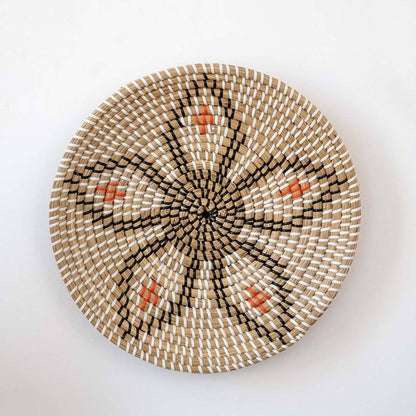 Bian Handwoven Sabai Grass Hanging Wall Basket - Black & White