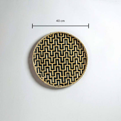 Maze Handwoven Round Wall Basket - Beige & Black