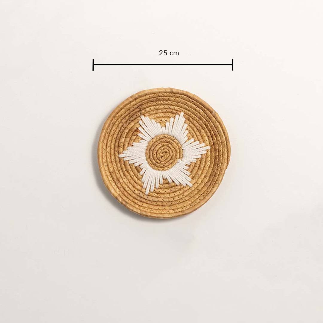 Natural & White Handwoven Wall Decor Basket