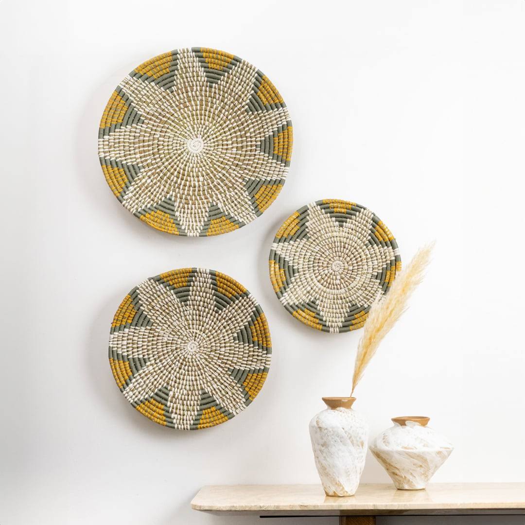 Rawi Floral Woven Wall Basket - Medium