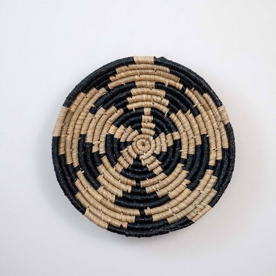 Heritage Style Handwoven Sabai Grass Hanging Wall Basket Black - Large