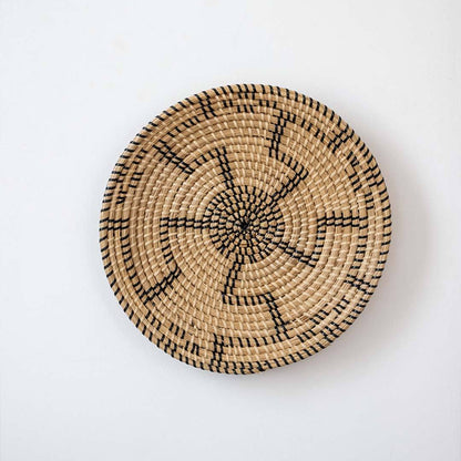 Kadynce Handwoven Sabai Grass Hanging Wall Basket - Black