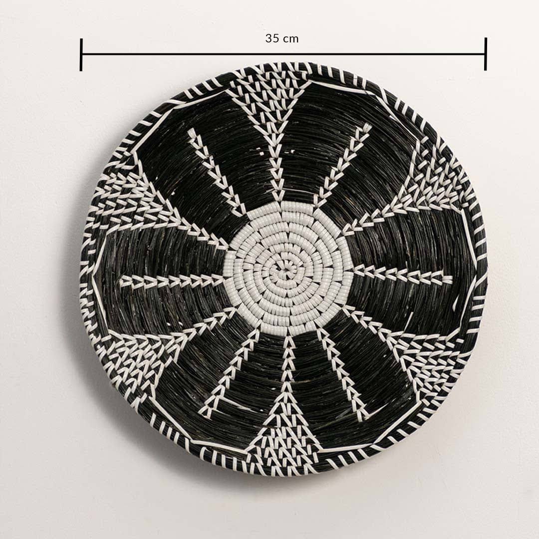 Floral Black-White Decorative Wall Basket