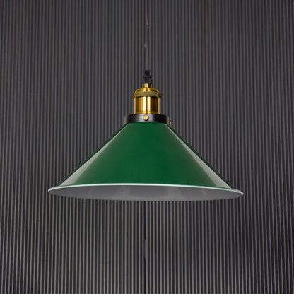 Stylish green pendant lamp with golden holder against dark backdrop ideal for adding depth to living room lighting