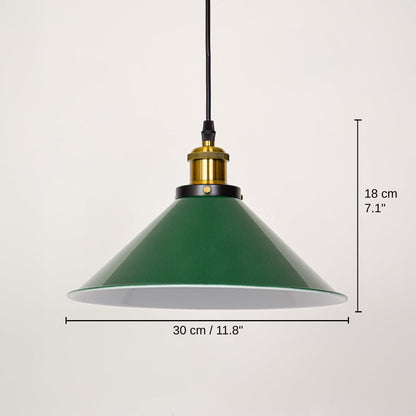 Kensington Vintage Pendant Light - Cone, base 18 x 30 x 30 cm (7.1 x 11.8 x 11.8 inches), canopy 10 x 10 cm (3.9 x 3.9 inches) dimensions