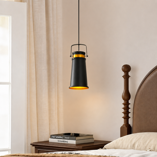 Industrial Matte Black Metal Hanging Light