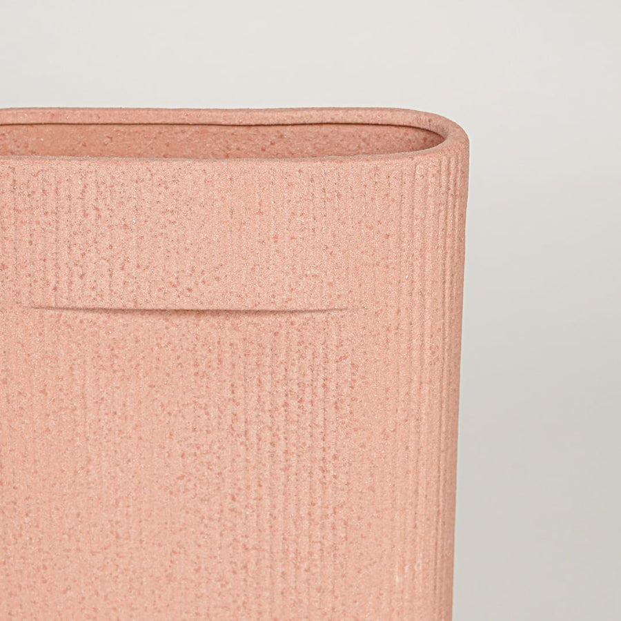 industrial pink ceramic vase large closeup