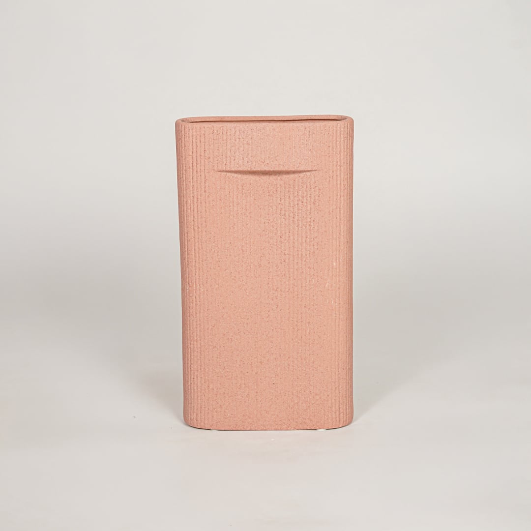 industrial pink ceramic vase large white background
