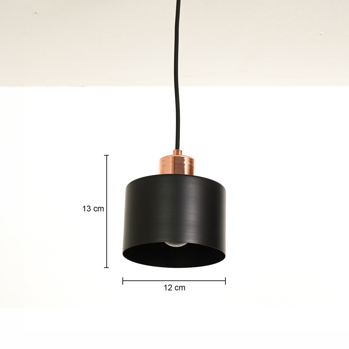Dimension image of modern black metal hanging pendant light for elegant dining room decor styling with beautiful finish set.