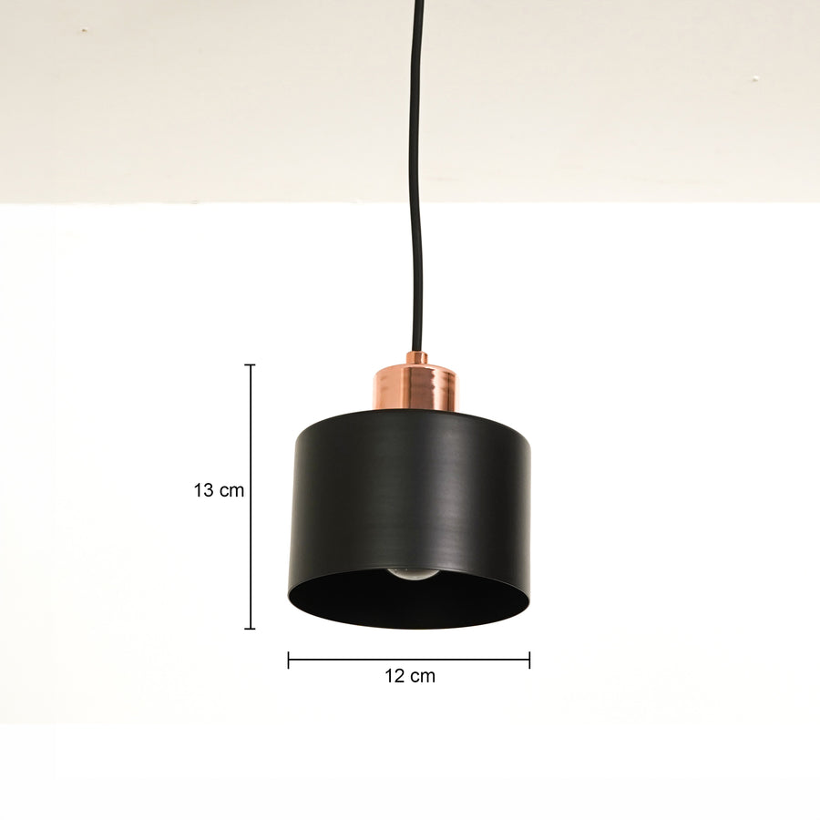 Dimension image of modern black metal hanging pendant light for elegant dining room decor styling with beautiful finish set.