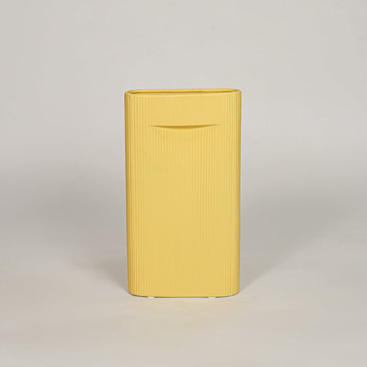 industrial yellow ceramic vase large white background