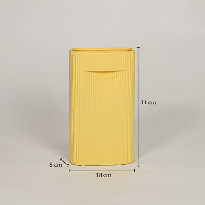 industrial yellow ceramic vase medium dimensions
