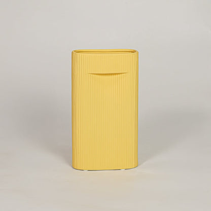 industrial yellow ceramic vase medium white background