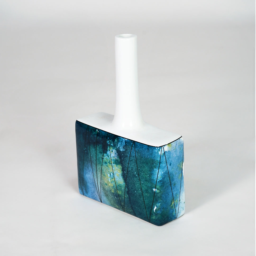 Inkwash Bottleneck Ceramic Vase - Small