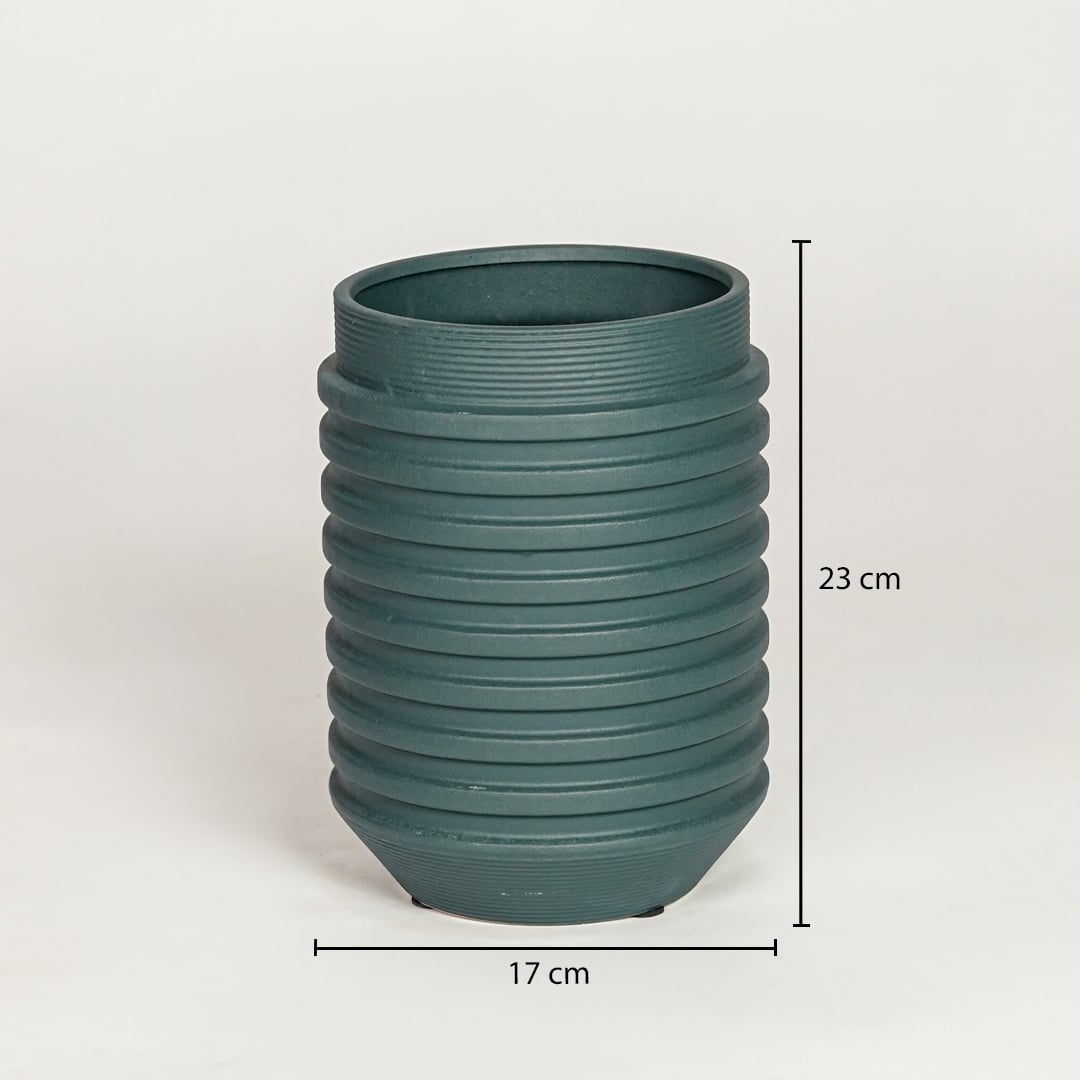 Inverted Edvin Ceramic Vase - Dark Green