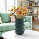 Inverted Edvin Ceramic Vase - Dark Green