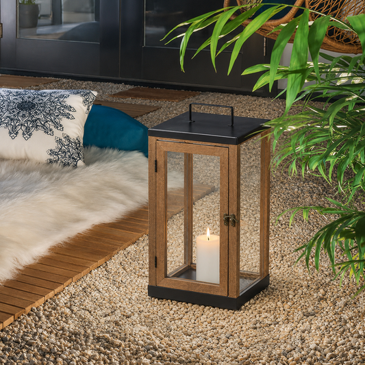 Ira Wooden Lantern - Brown