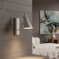 Modern white metal wall light for elegant living room and contemporary home decor styling spaces.