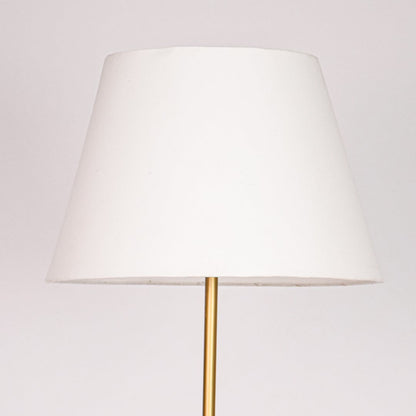 Wide tapered white fabric lampshade with smooth finish and soft curves designed for warm ambient lighting.