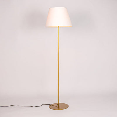 Klaviyo Linear Gold Floor Lamp with Barrel Shade - White