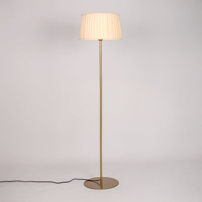 Klaviyo Linear Gold Floor Lamp with Pleated Drum Shade - Off White