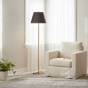 Klaviyo Linear Gold Floor Lamp with Suede Shade - Dark Grey