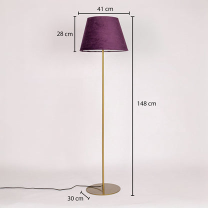 Floor lamp dimension image showing 148 cm height 41 cm shade width and 30 cm base diameter in gold metal finish.