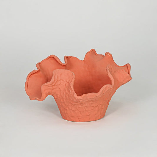 Modern orange decorative flower vase isolated clean background stylish ceramic vase for home decor accent.