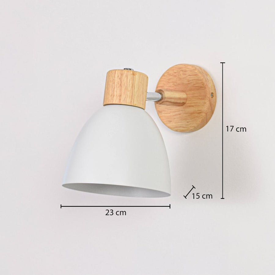 Wall light dimension image showing 23 cm width 17 cm height and 15 cm depth ideal for bedside hallway or reading wall placement.