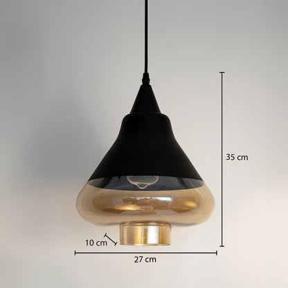 Kubica Modern Black Amber Hanging Lamp